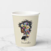 Floral Sparking African American Woman Papieren Bekers (Achterkant)