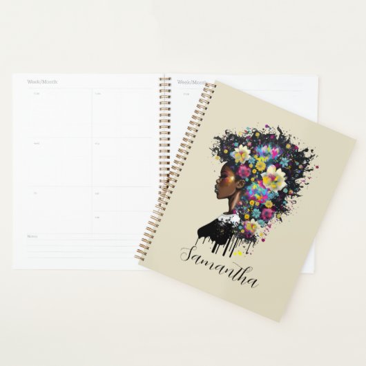 Floral Sparking African American Woman Planner (Display)