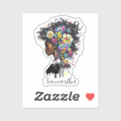 Floral Sparking African American Woman Sticker (Vel)