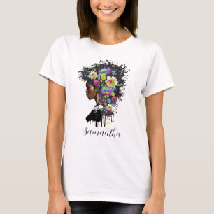 Floral Sparking African American Woman T-shirt