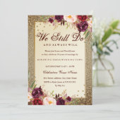 Floral Sparkle Gold Vow Renewal Jubileum Kaart (Staand voorkant)