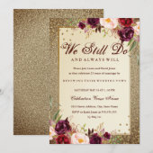 Floral Sparkle Gold Vow Renewal Jubileum Kaart (Voorkant / Achterkant)