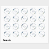 Floral Sparkle Wedding Initialen Dusty Blue ID889 Ronde Sticker (Vel)