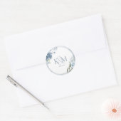 Floral Sparkle Wedding Initialen Dusty Blue ID889 Ronde Sticker (Envelop)