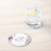 Floral Sparkle Wedding Initialen Mauve ID889 Ronde Kartonnen Onderzetter (Insitu)