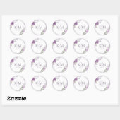 Floral Sparkle Wedding Initialen Mauve ID889 Ronde Sticker (Vel)