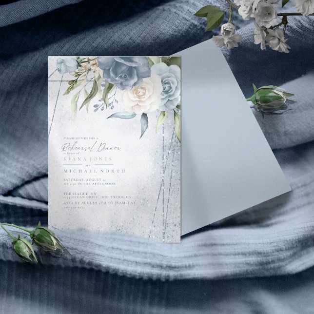 Floral Sparkles Rehearsal Dinner Dusty Blue ID889 (Creator heeft geüpload)