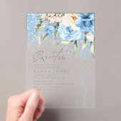 Floral Sparkles Sweet Sixteen Blue ID912 Acryl Uitnodigingen (Insitu (Draagbaar))