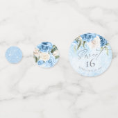 Floral Sparkles Sweet Sixteen Blue ID912 Confetti (Voorkanten)