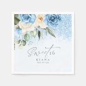 Floral Sparkles Sweet Sixteen Blue ID912 Servet (Voorkant)