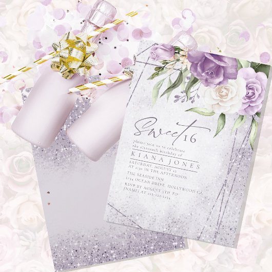 Floral Sparkles Sweet Sixteen Mauve ID912