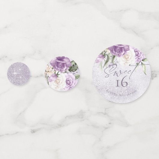 Floral Sparkles Sweet Sixteen Mauve ID912 Confetti (Voorkanten)