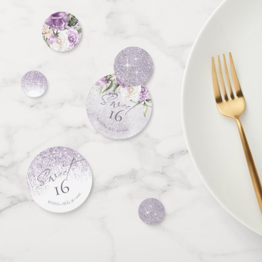 Floral Sparkles Sweet Sixteen Mauve ID912 Confetti (Groep)
