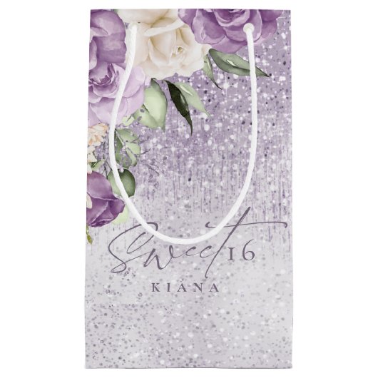 Floral Sparkles Sweet Sixteen Mauve ID912 Klein Cadeauzakje (Voorkant)