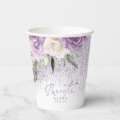Floral Sparkles Sweet Sixteen Mauve ID912 Papieren Bekers (Achterkant)