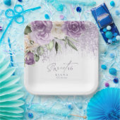 Floral Sparkles Sweet Sixteen Mauve ID912 Papieren Bordje (Feest)