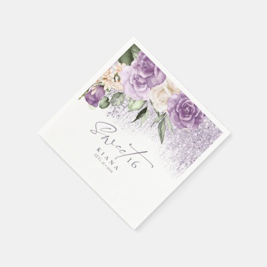 Floral Sparkles Sweet Sixteen Mauve ID912 Servet (Hoek)