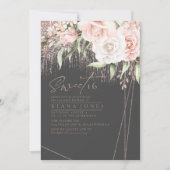 Floral Sparkles Sweet Sixteen Roos Gold/Blk ID912 (Voorkant)