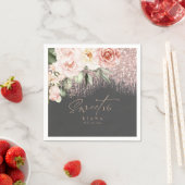 Floral Sparkles Sweet Sixteen Roos Gold/Blk ID912 Servet (Insitu)