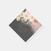 Floral Sparkles Sweet Sixteen Roos Gold/Blk ID912 Servet (Hoek)
