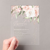 Floral Sparkles Sweet Sixteen Roos Gold ID912 Acryl Uitnodigingen (Insitu (Draagbaar))