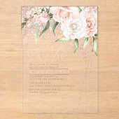 Floral Sparkles Sweet Sixteen Roos Gold ID912 Acryl Uitnodigingen (Voorkant)