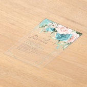 Floral Sparkles Sweet Sixteen Teal ID912 Acryl Uitnodigingen (Laagn)
