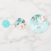 Floral Sparkles Sweet Sixteen Teal ID912 Confetti (Voorkanten)