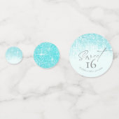Floral Sparkles Sweet Sixteen Teal ID912 Confetti (Achterkanten)