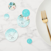 Floral Sparkles Sweet Sixteen Teal ID912 Confetti (Groep)