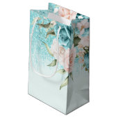 Floral Sparkles Sweet Sixteen Teal ID912 Klein Cadeauzakje (Achterkant Gekanteld)