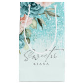 Floral Sparkles Sweet Sixteen Teal ID912 Klein Cadeauzakje (Voorkant)