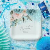 Floral Sparkles Sweet Sixteen Teal ID912 Papieren Bordje (Feest)