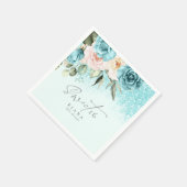Floral Sparkles Sweet Sixteen Teal ID912 Servet (Hoek)