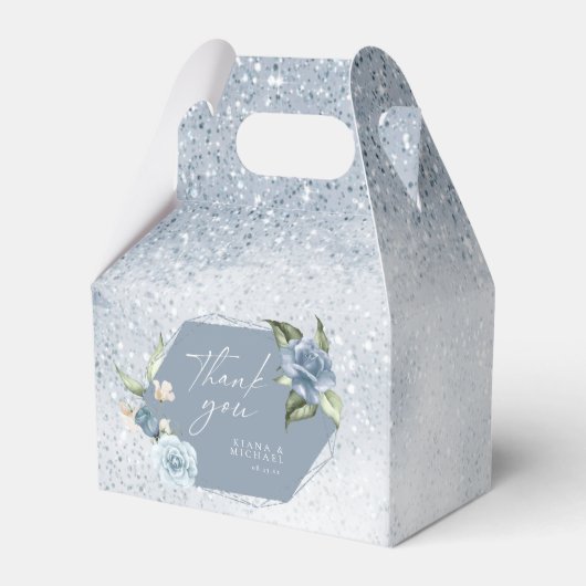 Floral Sparkles Wedding Bedankt Dusty Blue ID889 Bedankdoosjes (Voorkant Zijde)