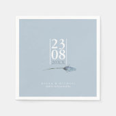 Floral Sparkles Wedding Date Dusty Blue ID889 Servet (Voorkant)