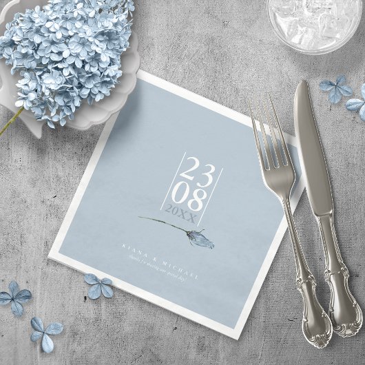 Floral Sparkles Wedding Date Dusty Blue ID889 Servet