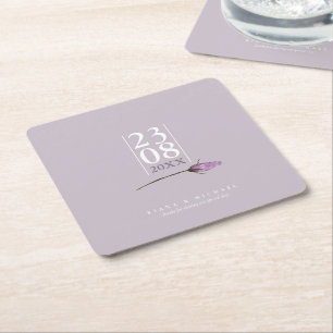 Floral Sparkles Wedding Date Mauve ID889 Kartonnen Onderzetters