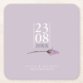 Floral Sparkles Wedding Date Mauve ID889 Kartonnen Onderzetters (Voorkant)