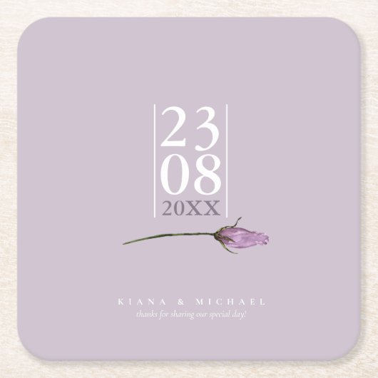 Floral Sparkles Wedding Date Mauve ID889 Kartonnen Onderzetters (Voorkant)