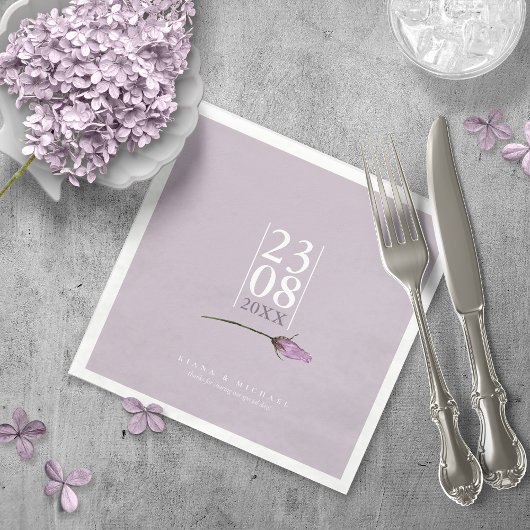 Floral Sparkles Wedding Date Mauve ID889 Napkins Servet