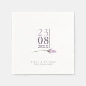 Floral Sparkles Wedding Date White/Mauve ID889 Servet (Voorkant)