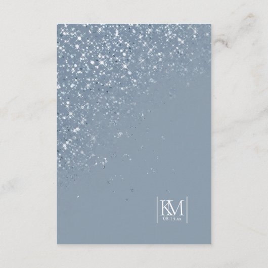 Floral Sparkles Wedding Details Dusty Blue ID889 Informatiekaartje (Achterkant)