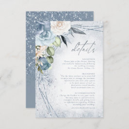 Floral Sparkles Wedding Details Dusty Blue ID889 Informatiekaartje
