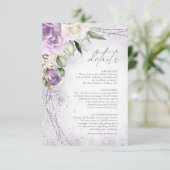 Floral Sparkles Wedding Details Mauve ID889 Informatiekaartje (Staand voorkant)