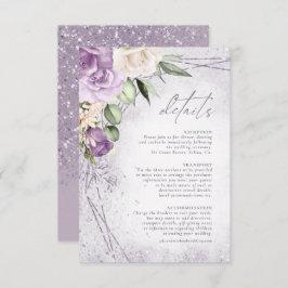 Floral Sparkles Wedding Details Mauve ID889 Informatiekaartje