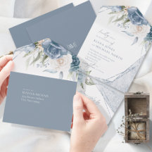 Floral Sparkles Wedding Dusty Blue ID889