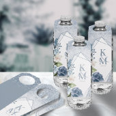 Floral Sparkles Wedding Dusty Blue ID889 Flessenhanger