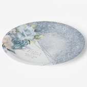 Floral Sparkles Wedding Dusty Blue ID889 Papieren Bordje (Gekanteld)
