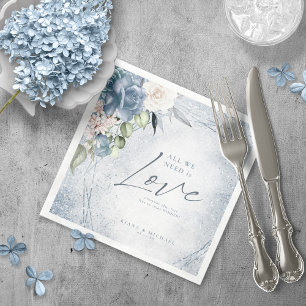 Floral Sparkles Wedding Dusty Blue ID889 Servet